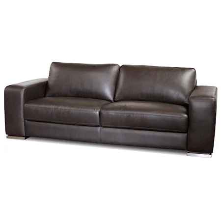 Modern Sofa with Bonded Leather Upholstery and Stainless Steel Feet